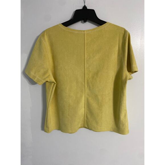 WAY Wonderful & Young top women’s size M yellow faux suede - Picture 4 of 4